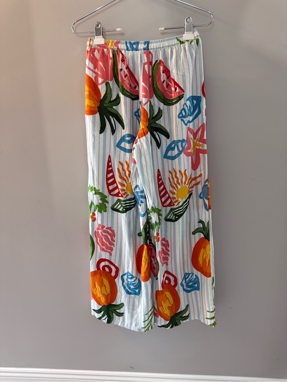 CALYPSO Tropical Fruit Print Wide Leg Lounge Pants - Multicolor, XS - Picture 4 of 7